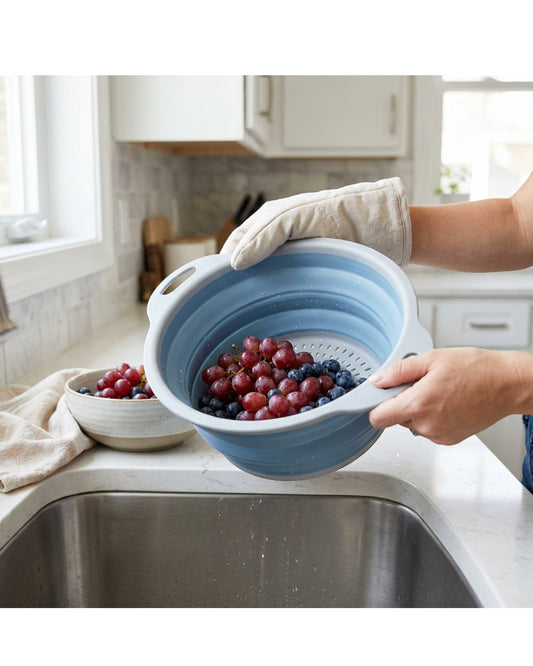 Olyns Collapsible Vegetable Strainer Blue 9 in