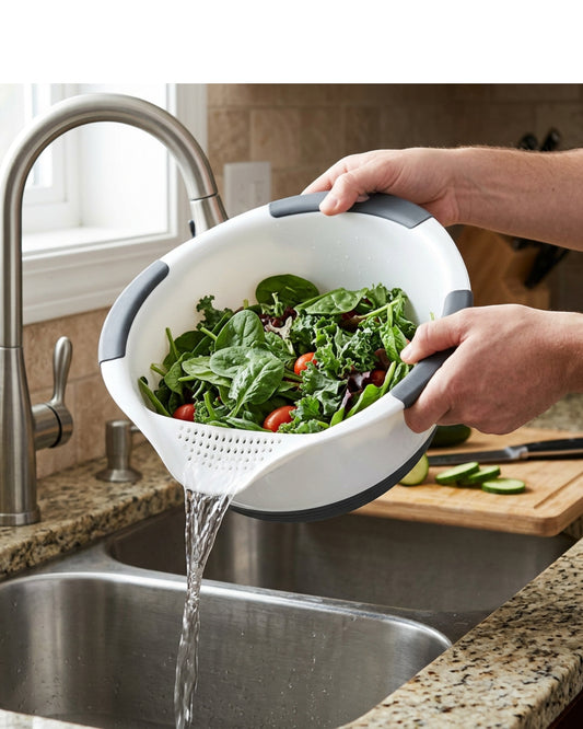 Olyns Pour Spout Produce Rinse Bowl White 2.5 qt