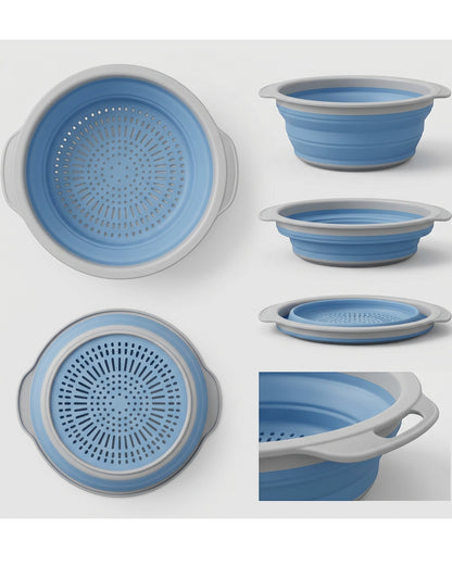 Olyns Collapsible Vegetable Strainer Blue 9 in