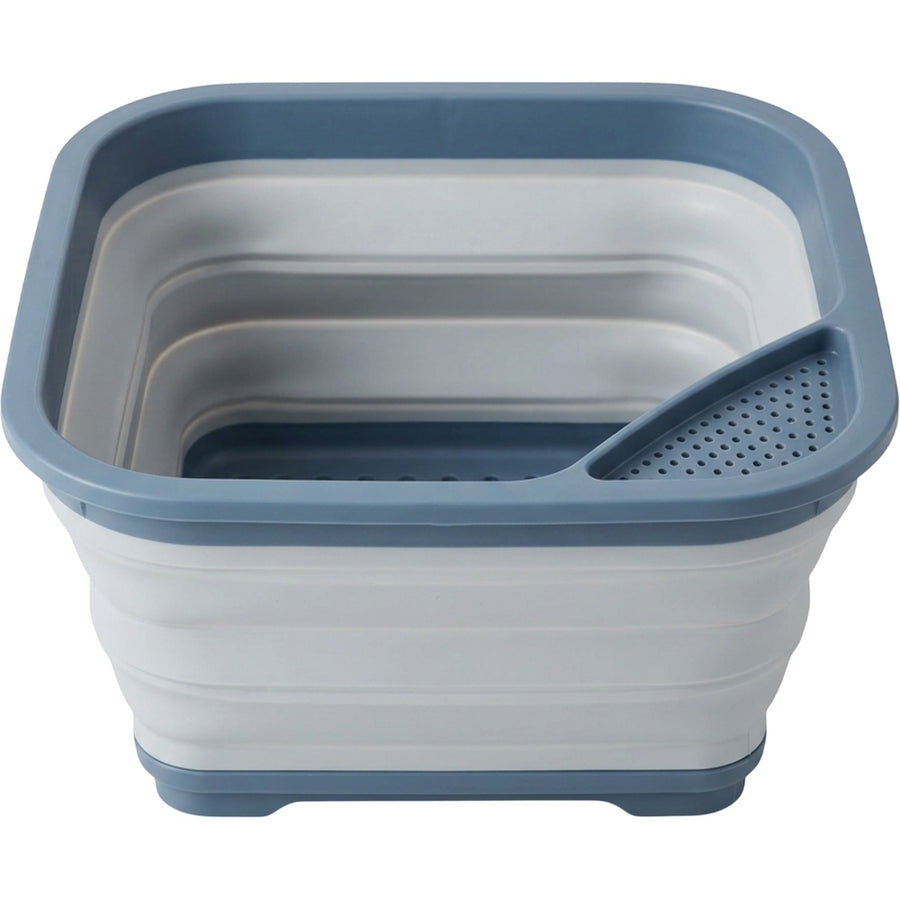 Olyns Foldpour Collapsible Produce Rinse Strainer 2.6 qt Blue Gray