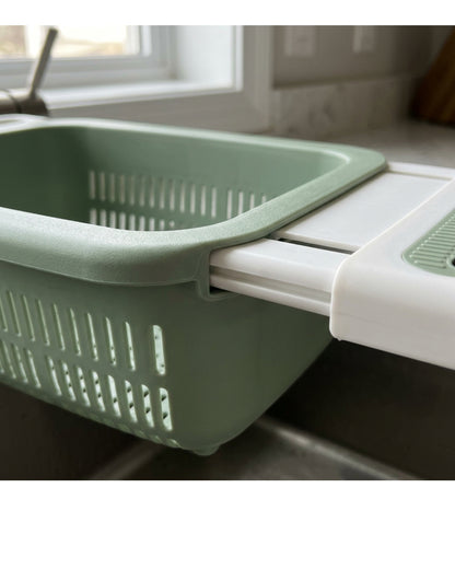 Olyns Over Sink Produce Washing Colander Green 13 in