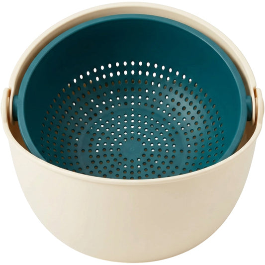 Olyns Pivotwell Rotating Produce Wash Bowl 4 qt Ivory Teal - Product view