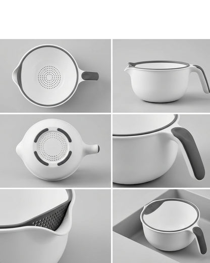 Olyns Pour Spout Produce Rinse Bowl White 2.5 qt
