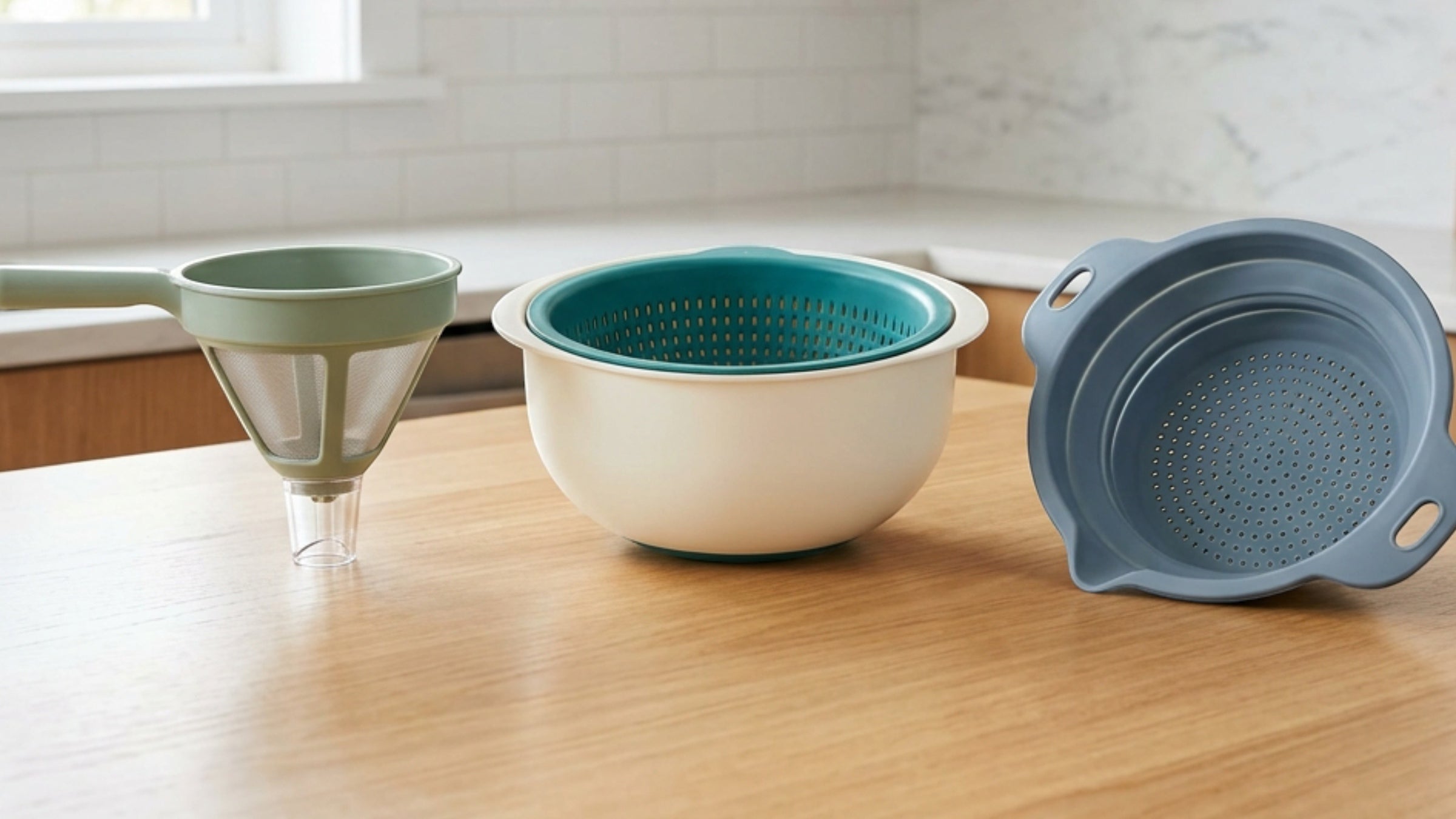 Olyns Produce Washing Funnels and Rinse Strainers